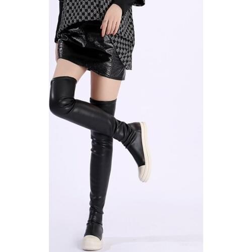 RO Women Shoes Big Size Boots Casual Snow Flats Black Over Knee High Boots Luxury Trainers Sheepskin Winter Snow Boots
