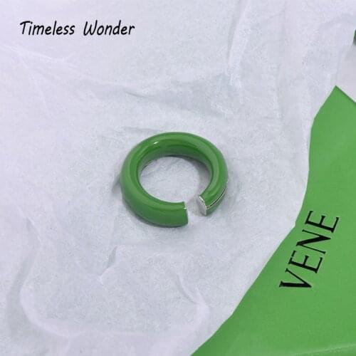 Timeless Wonder Stunning Enamel Geo Open Band Rings for Women Punk Cocktail Gothic Ins Top Designer Jewelry Egirl Emo Rare 2322