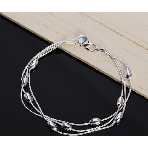 Hot 925 sterling silver beautiful tassel beads Bracelet for woman fine Luxury brands jewelry fashion Wedding party Holiday gifts