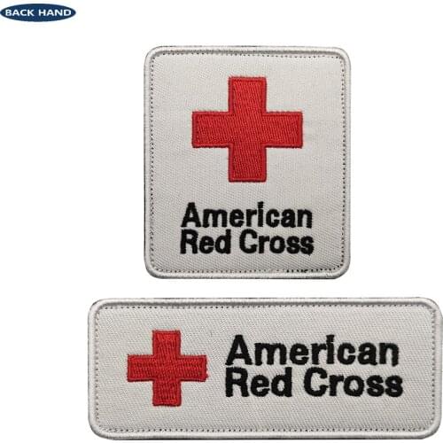 1PC American Red Cross Embroidery First Aid MED Medic Rescue Velcros Patches USA Military Tactical Doctor Appliques Emblem Badge