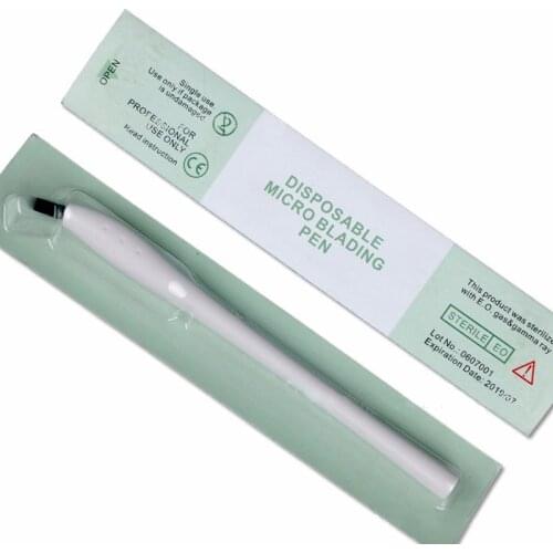 10pcs Eyebrow Microblading Disposable Pen with 12/14/17/18U Needle Blade Manual Microblade Needle Tool in Expiry date/Lot No