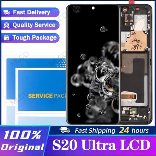 100% Original 6.9'' Display with frame for Samsung Galaxy S20 Ultra LCD G988 G988F G988B/DS Touch Screen Digitizer Assembly