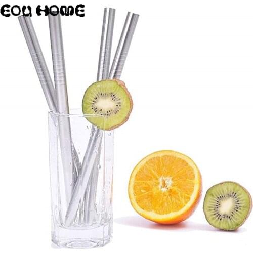 2/4/8 High Quality Reusable Drinking Straw 304 Stainless Steel Metal Straw with Cleaner Brush for Drink Mug Bar Party Accessory
