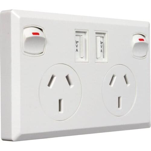 2 pcs Dual USB Australian standard socket with switch Australian Australian standard 2.1A wall socket panel