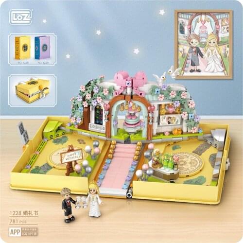 781PCS LOZ Blocks1228 Lovely Wedding Part Fold Book Building Bricks for Children Gifts Fun Toy Kids Brinquedos Girls Present