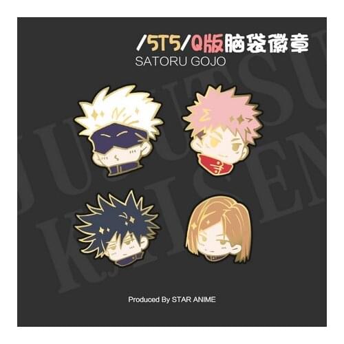 Anime Jujutsu Kaisen Kugisaki Nobara Gojo Satoru Q Version Metal Badge Button Brooch Pins Collection Medal Pendant Souvenir Toy
