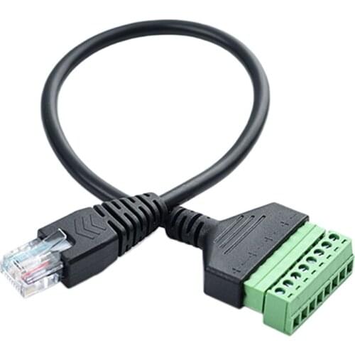 AU42 -RJ45 Screw Terminal Connector Cable RJ45 Male to 8 Pin Extension Cable Lead for Cat5/6/7 Ethernet Extender AV CCTV DVR