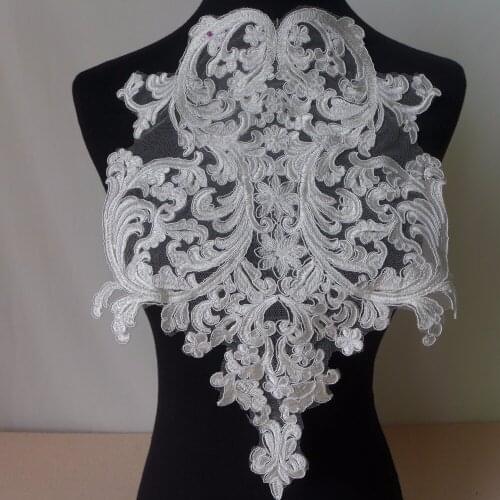 One Piece 37*25CM Vintage Elegant Embroidery White Mesh Large Neckline Lace Collar DIY Sewing Accessories