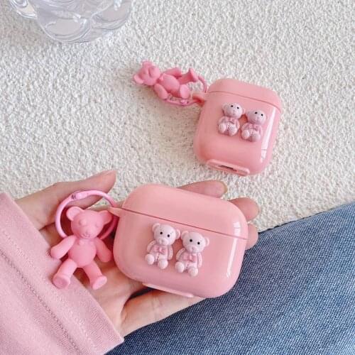 For AirPods Pro 3 Case Cute bear Cartoon air pods Cover Soft TPU Shockproof Earphones Cover for Airpods 1 2 3 case Coque