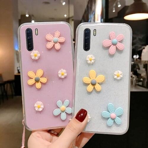 For OPPO A31 A5 A9 A92 F15 A91 A1 A83 F3 A77 A79K A79 A73 A59s A57 A39 A11x A11 A8 A7 A5 A3 Case Glitter Flower Back Cover Bag