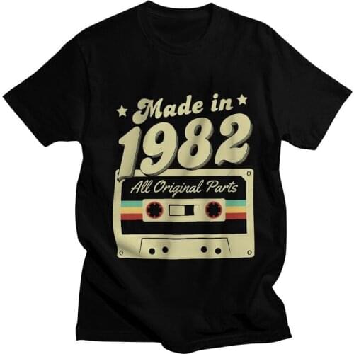 Made In 1982 All Original Parts T Shirt for Men Cotton T-shirt Novelty Tshirt Short Sleeve 39 Years Old 39th Birthday Tee Top