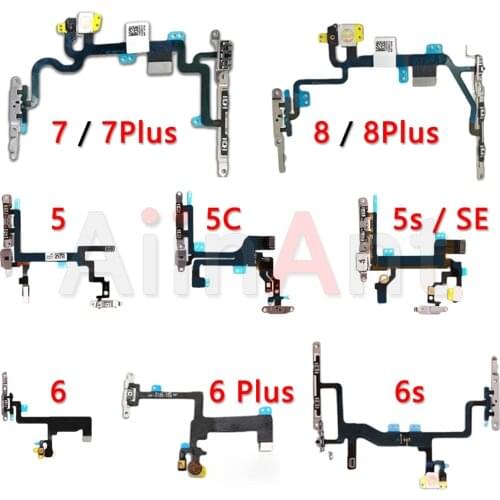 AiinAnt Original Power Flex For iPhone 6 6s 7 8 Plus 5 5s SE Mute & Volume Power Buttons key Switch Flex Cable Repair Parts
