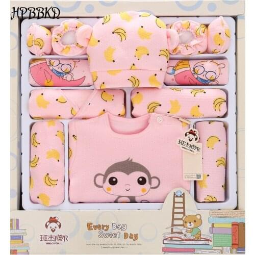HPBBKD 17Pcs/lot Newborn Baby Winter Warm Gift Sets Unisex Infant Thick Clothing Baby Bib Hat Baby Outfits For 0-6 Month TZ-030