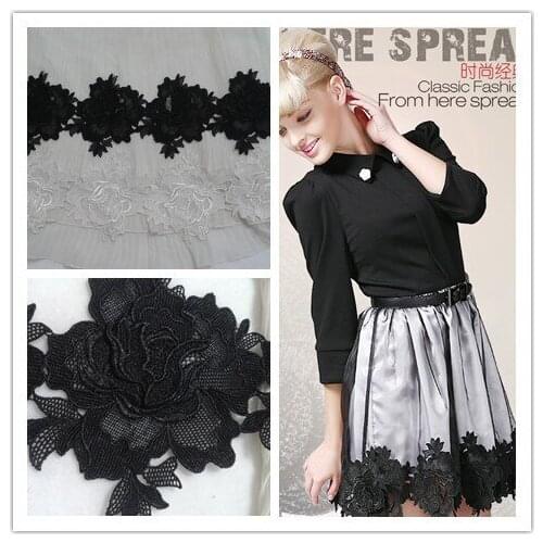 2M / lot Exquisite water-soluble lace trim 15cm clothes laciness accessories sofa curtain black white handmade diy fabric