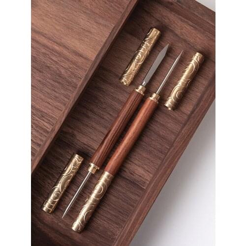 Handmade Puer Tea Knife Prying Copper Chinese Luxury Oolong Flower Green Tea Knife Needle Tea Ceremony Caja De Te Teaware DG50CD