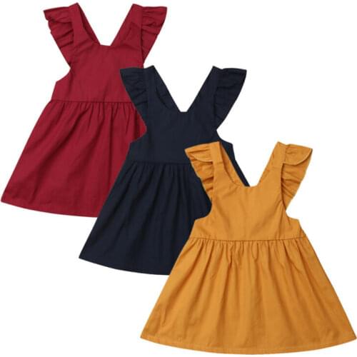 Fashion Summer Cute Newborn Baby Kids Girls Overalls Dress Leisure Solid Color Toddler Dresses Clothes Dropship