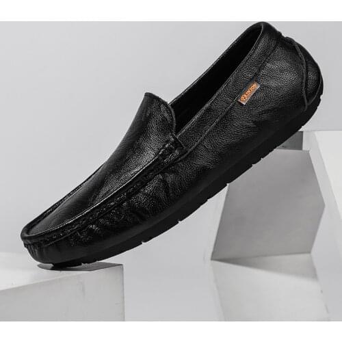 Mens Loafers Soft Moccasins Fashion Split Leather Genuine Casual Shoes Men Summer Breathable Business Flats Male Driving Shoes