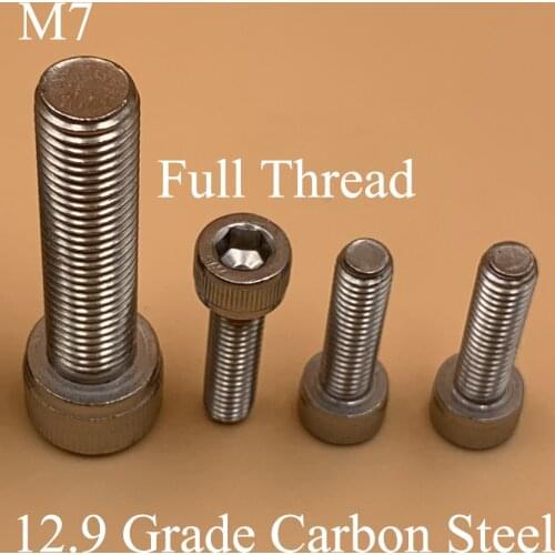 M7*10/12/16/20/25/30/35 1mm Pitch Full Half Thread 12.9 Grade Nickel Plated DIN912 Cap Allen Head Bolt Hex Hexagon Socket Screw
