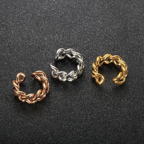 Fashion Simple Opening Adjustment Ring Stainless Steel Statement Gold Metal Texture Finger Ring For Women Men Jewelry Gifts