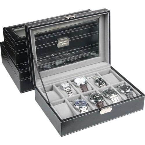 12 Grid Watch Cases Holder for Men with Window Sponge Upgrade Wrist Watch Box Storage Display Case Jewelry Organizer Packaging