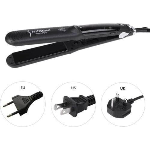 Nano Ceramic Steam Hair Straightener & Curler Negative Ions Flat Iron Professional Salon Styling Tool UK US EU Plug