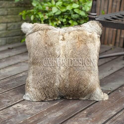 Free Shipping CX-D-05A Custom Size Real Natural Genuine Rabbit Fur Pillowcase Seat Cushion