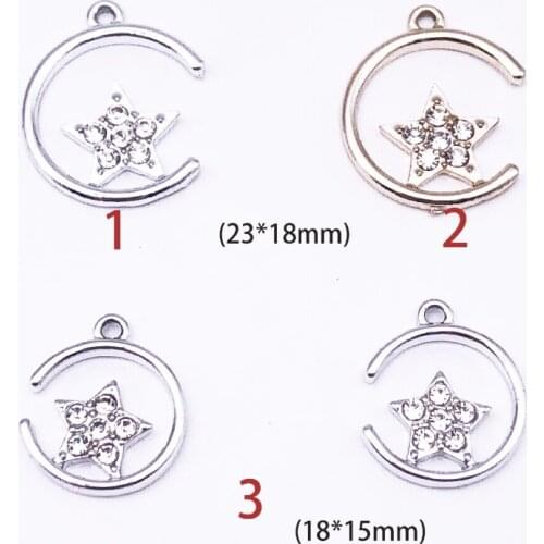 New 10Pcs Fashion Charm Gift Rhinestone Star Alloy Pendant Earring Necklace Jewelry Accessories DIY Electroplating Does Not Fade