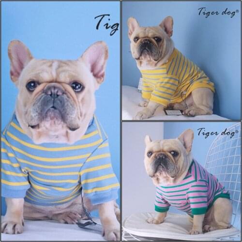Pop It Dog Spring And Autumn Winter Clothing French Bulldog Stripe T-Shirt Sweater Teddy Medium And Small Dog Fashion Clothes