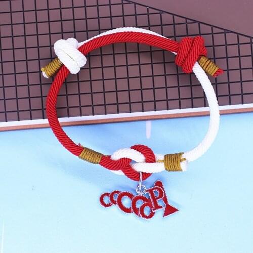 Hand Made Red White Braided Chain Sorority Oooop Delta Bracelets Jewelry Adjustable