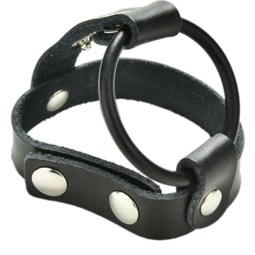 Adjustable PU Leather Cock Rings Rubber Extender Penis Chastity Belt Cage Adult Games Penis Ring Delay Time Sex Toys For Male