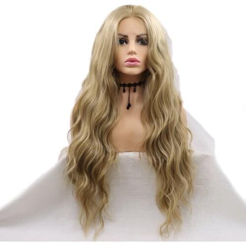 Sylvia Blonde Synthetic Lace Front Wigs Middle Part Loose Wave Long Heat Resistant Fiber Hair For Women
