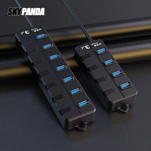 Sub-control USB 3.0 Hub 4-port 7-port 30cm/60cm/120cm With 5V2A Power Supply USB Splitter For Laptop Desktop Fast Transfer