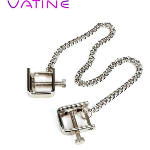 VATINE Stainless Steel Breast Nipple Clamps Clips Nipple Stimulator Metal Chain Erotic Sex Toys for Couple Adult Games