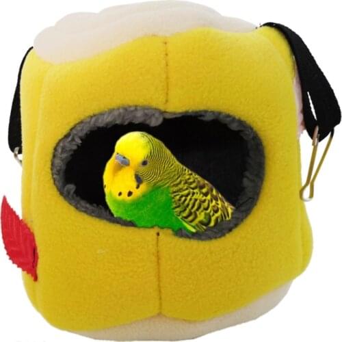 Winter Warm Bird Nest Parrot Hammock Hanging Swing Bed Snuggle Cave Shed Hut Birds Hideaway Sleeping Bed House for Cockatiel Con