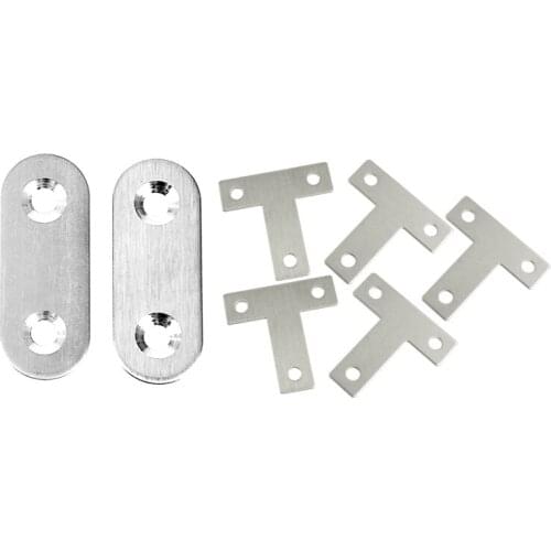 10 Pcs Bracket: 5 Pcs Angle Plate Corner Brace Flat T Shape Repair Bracket 40Mm x 40Mm & 5 Pcs Straight Repair Joining Mending F