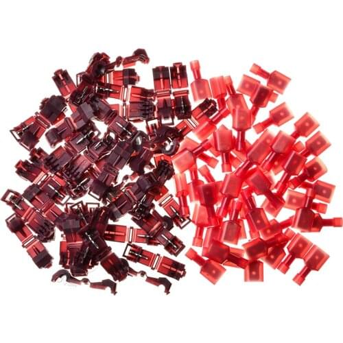 100PCS T-Tap/Male 22-18 AWG Red Quick Splice Electrical Wire connector Crimping Terminals Insulated Butt Connectors Kit