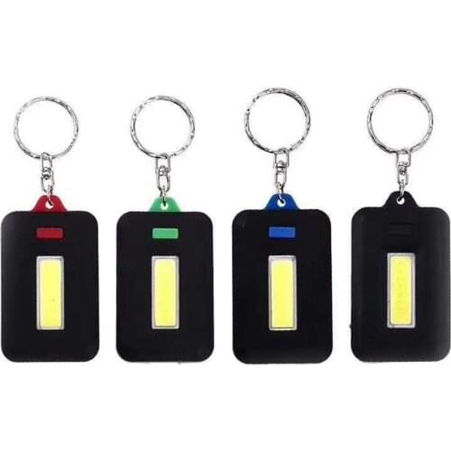 2PCS Mini COB LED Keychain Flashlight 3 Modes Key Chain Portable Keyring Flash Light Lamp Torch Pocket Emergency Light Use 3*AAA
