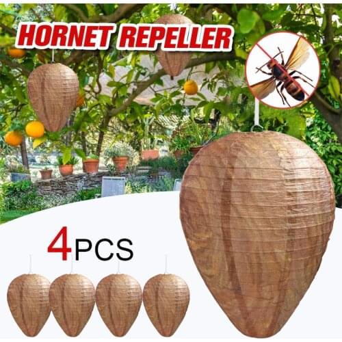 4pcs Hanging Wasp Bee Trap Fly Insect Simulated Wasp Nest Effective Pest Control Natural Non-toxic For Wasps Hornet
