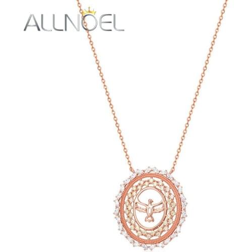 ALLNOEL Brass Necklace For Women Fashion Jewelry Pave Cubic Zirconia Oval Hollow Bird Shaped Shiny Goth Chain 2021 New Gift
