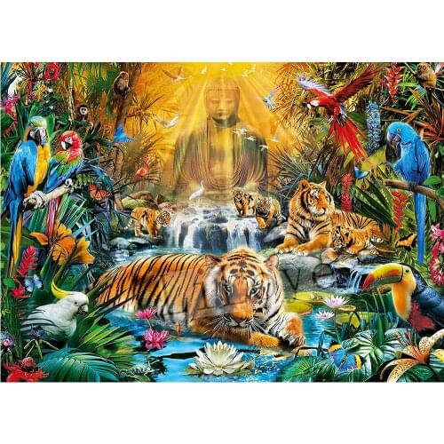 Diamond Mosaic DIY Diamond Painting Forest Tiger Statue Cross Stitch Full Square Diamond Embroidery Wall Sticker Paintings F777