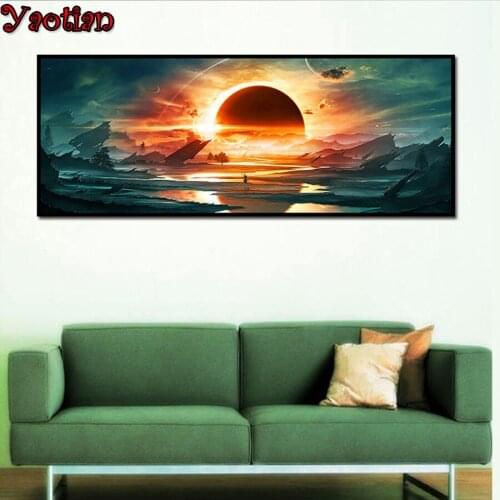 Diy diamond painting Cosmic sun landscape mosaic diamond cross stitch crystal painting full square round diamond embroidery