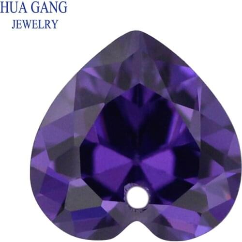Amethyst Loose CZ With Hole AAAAA Heart Shape Cubic Zirconia Stone Loose For DIY Jewelry Making Zircon4x4~12x12mm High Quality