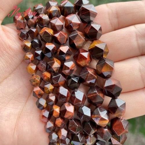 Natural Tigers Eye red Faceted Square Stone Beads 6/8/10/12mm For DIY Necklace Bracelet Jewelry Making Strand 15" Free Shipping