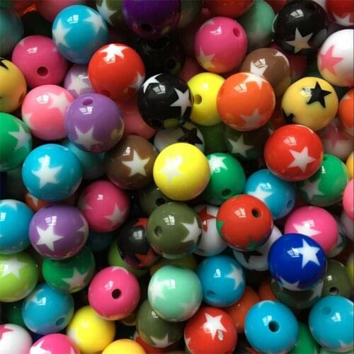 Choose size) 20mm/16mm/12mm Acrylic Star printed beads for Handmade Necklace DIY Making Parts,Jewelry Accessories Findings