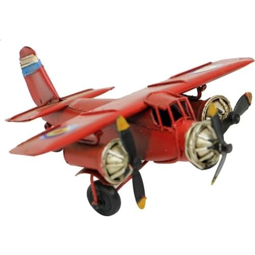 Decorative Metal Airplane Red - Trinket, Miniature, Gift, Nostalgic, Vintage, Handmade, Hand Painted, quality Durable