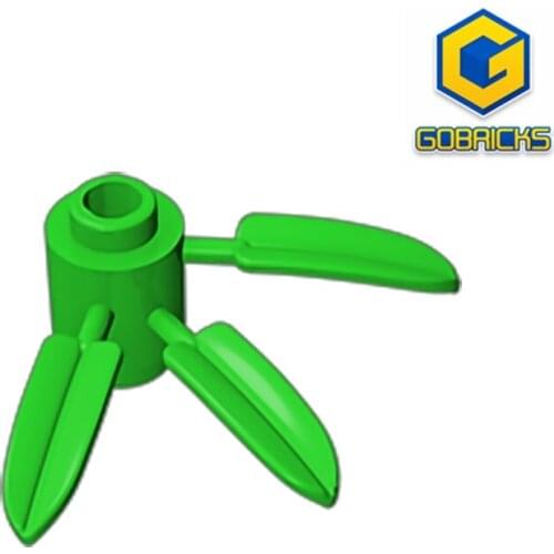 Gobricks GDS-1320 Plant Brick, Round 1 x 1 with 3 Bamboo Leaves compatible 30176 pieces of childrens toys