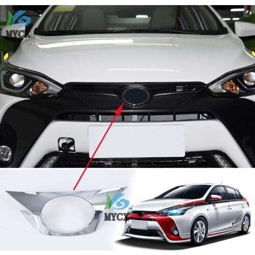 For Toyota Yaris XP150 2019 2020 Car Decoration ABS Chrome Front mark on both sides of the middle net cover frame