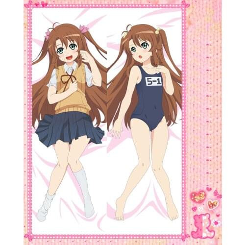 Anime Cartoon Non Non Biyori Repeat Double-Sided Bolster Hugging Pillow Case Cover Pillowcase Peach Skin 2 Way / WT No.67035