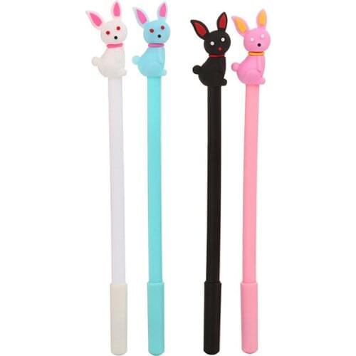 1 PC Creative Cartoon Animal Three Dimensional Rabbit Gel Pens 0.5mm Black Ink Pen For Kids Novelty Stationery School Supplies