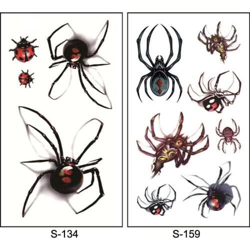 HOT 3D Spider Temporary Tattoo Stickers For Halloween Fake Tattoos Body Art Tatuajes Tatouage Temporaire Waterproof Removable